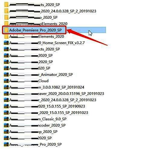 打开Adobe Premiere Pro 2020文件夹，鼠标指向Set-up安装程序图标