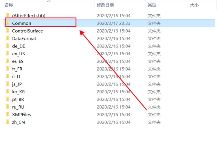 文件夹层级结构清晰展示，Common目录被选中，准备放入插件文件