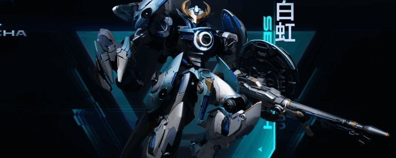 《解限机》中白虹机甲的立绘展示，机体呈流线型设计，通体以白色为主，搭配红色能量纹路，科技感十足