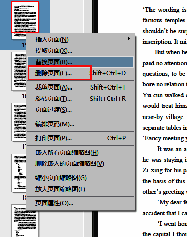 页面删除成功提示界面，文档页面数已更新
