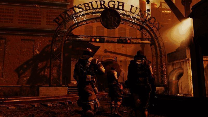 《辐射76》游戏画面与亚马逊《辐射》剧集视觉风格对比图,展现废土世界的统一美学