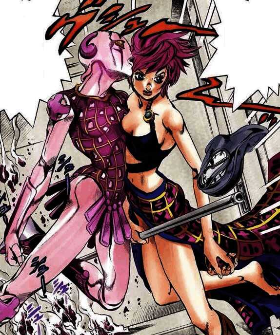 《女神异闻录》与《JoJo》中两位‘Trish’角色的对比图,风格迥异却气质相通