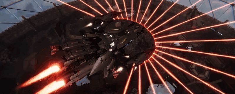 《解限机》游戏主界面展示多款风格迥异的机甲,背景为未来都市废墟,战斗光影效果逼真