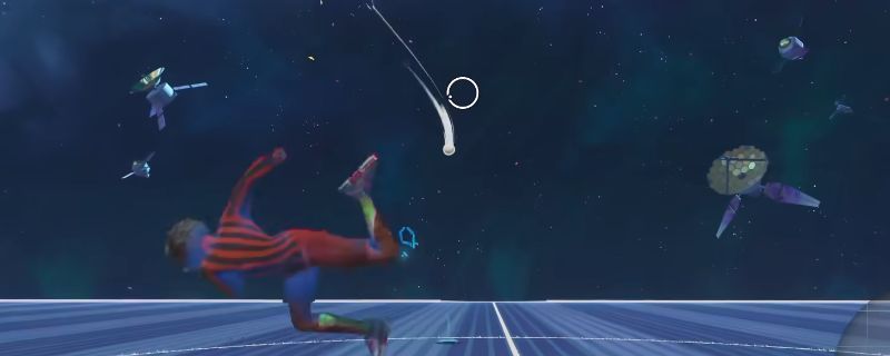 《开球!REMATCH》中角色施展凌空一闪的瞬间动作,球员跃起踢球,画面充满动态张力