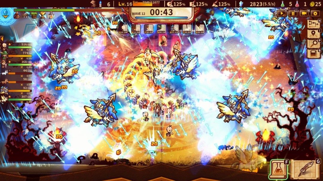 游戏中英雄自动出击对抗灾厄的战斗场景,画面动感十足,特效华丽