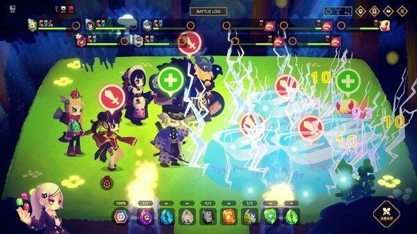 玩家组建队伍界面,多个角色以宝石形态排列,可自由搭配技能组合