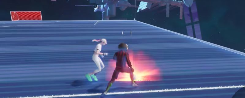 玩家操控角色使用鱼跃冲顶动作扑向带球敌人的瞬间,动作流畅且充满张力