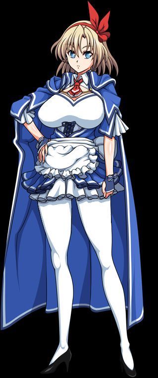 角色希尔达·盖斯勒立绘,身着华丽宗教长袍,红唇微扬,眼神冷峻,背景为金色教堂与信徒跪拜场景