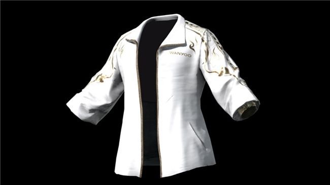 PUBG与网鱼联名展台全景,现场人潮涌动,背景展示白色运动外套海报