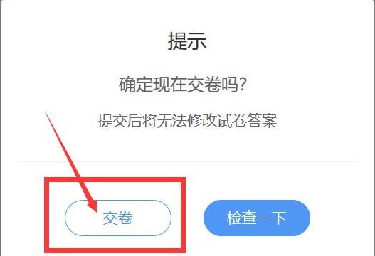 提交成功后的提示页面,显示‘试卷已提交’状态