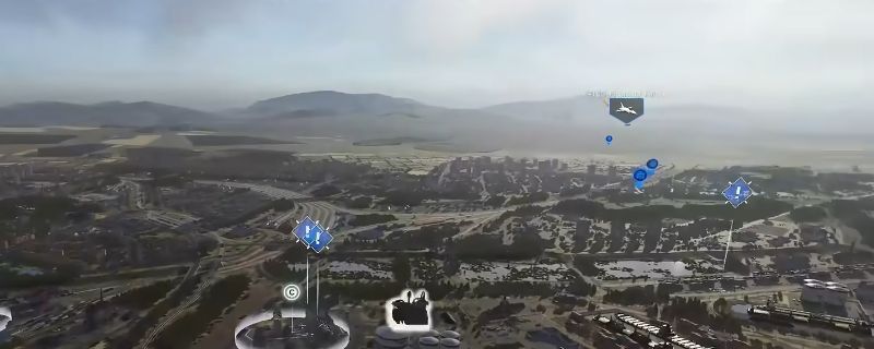 《断箭》游戏中战机低空飞行准备投弹的场景，背景为荒漠地形，飞机下方可见即将投放的铁炸弹