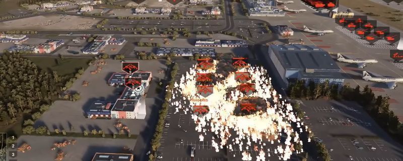 《断箭》游戏中燃烧弹爆炸后形成大面积火焰区域,地面被烈焰覆盖,视觉效果震撼