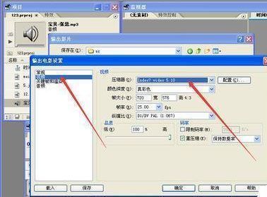 视频编码设置界面,突出显示压缩器选项已选为Video 5.10