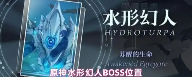 《原神》游戏中水形幻人BOSS所在区域的俯视地图,标注了锚点与洞口的大致位置