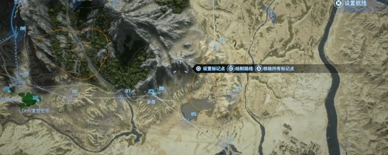 《死亡搁浅2》墨西哥区域地形俯视图,显示陡峭山路与关键配送点分布