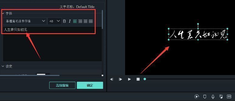 文本编辑面板展开状态,显示正在输入文字并调整格式参数
