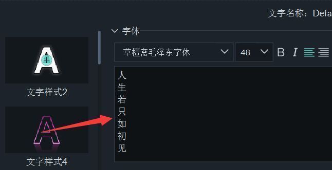文本逐字换行后的竖排效果预览,文字垂直排列清晰可见