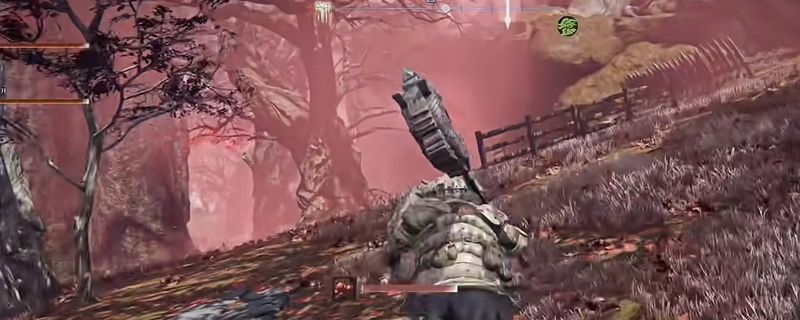 腐败森林区域全景图,昏暗的天空下布满枯树与紫色雾气,地面流淌着腐败液体,营造出诡异而危险的氛围