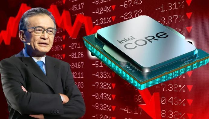 英特尔CEO陈立武公开承认公司在技术竞争中落后的新闻截图,背景为其公司标志与财报数据