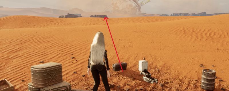 玩家角色站在沙丘顶端眺望远方,画面中央为头顶钟表的古老雕塑,脚下闪烁着蓝色光点象征星之泪