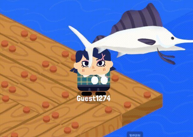 玩家成功钓起一条巨大的发光鱼,周围NPC围过来惊叹鼓掌,庆祝时刻氛围热烈