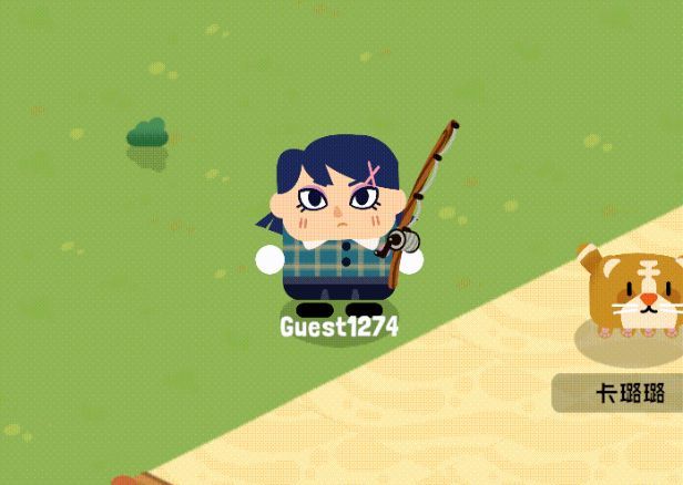 多个卡通角色与猫咪在篝火旁聚会,有人弹吉他,有人烤鱼,气氛温馨欢乐