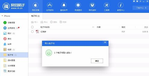 电子书列表页面，显示已成功导入的多本PDF和EPUB书籍名称及封面