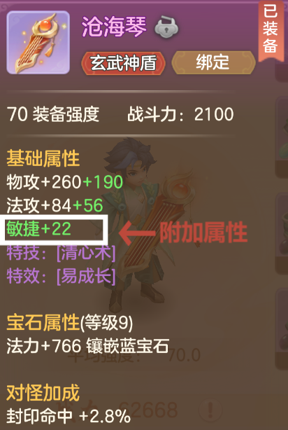 装备属性面板截图,详细列出六类属性及其数值表现