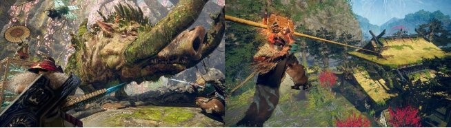 体验版实机画面:四名玩家在竹林场景中协同作战,一人释放‘旋羽’浮空牵制,另一人铺设‘止步陷阱’,地面可见已编织成型的木质‘机匣’平台与飞溅的琥珀碎屑特效