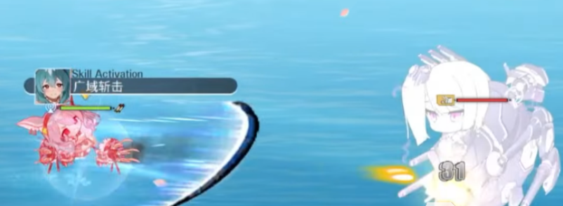 蕾妮雅装备搭配示意图:主炮选用紫阳花改,设备栏装配‘炼金增幅核心’与‘战术分析仪’