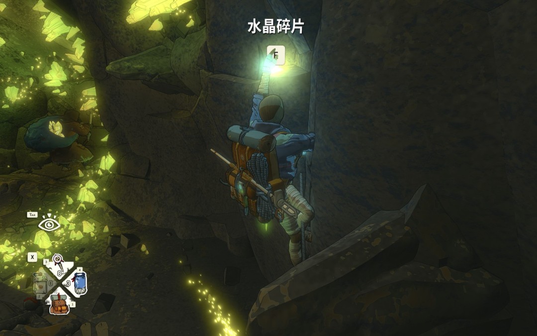 阶梯场景实拍:布满青苔的古老石阶蜿蜒向上,第四枚水晶碎片卡在第二级台阶与石壁夹角处,折射微弱虹彩