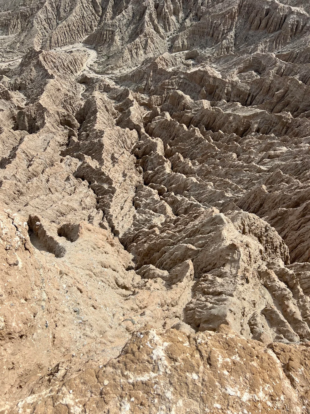 沙漠特写:布满细微盐霜结晶的干涸湖床表面,裂缝走向与《死亡搁浅2》某加载界面背景纹理完全一致