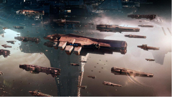 《星际猎人》游戏主界面震撼呈现‘盘古’巨型星舰编队,背景为浩瀚星云与旋转行星,UI右上角悬浮金色‘盘古启航’活动徽标